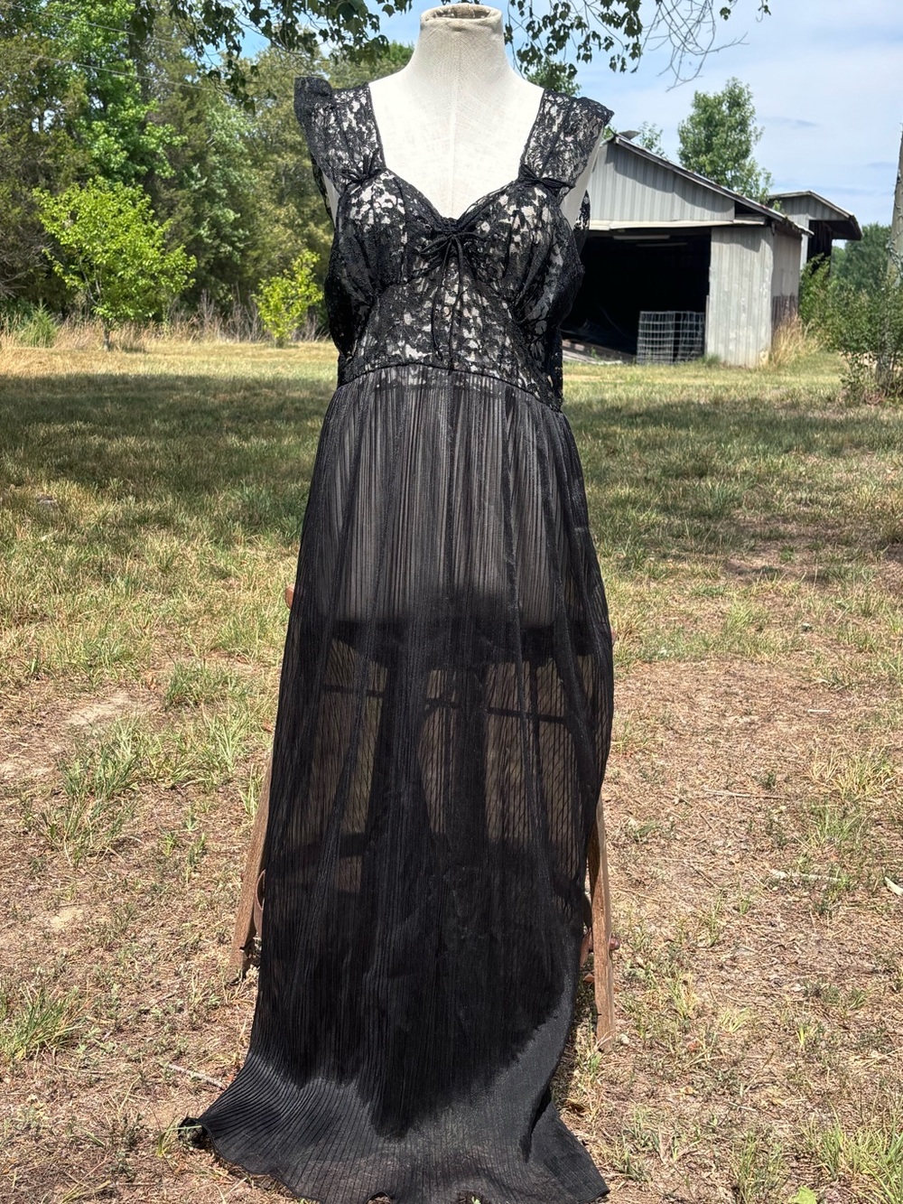 Stunning Vintage Aristocraft Long Lace and Sheer Nightgown!